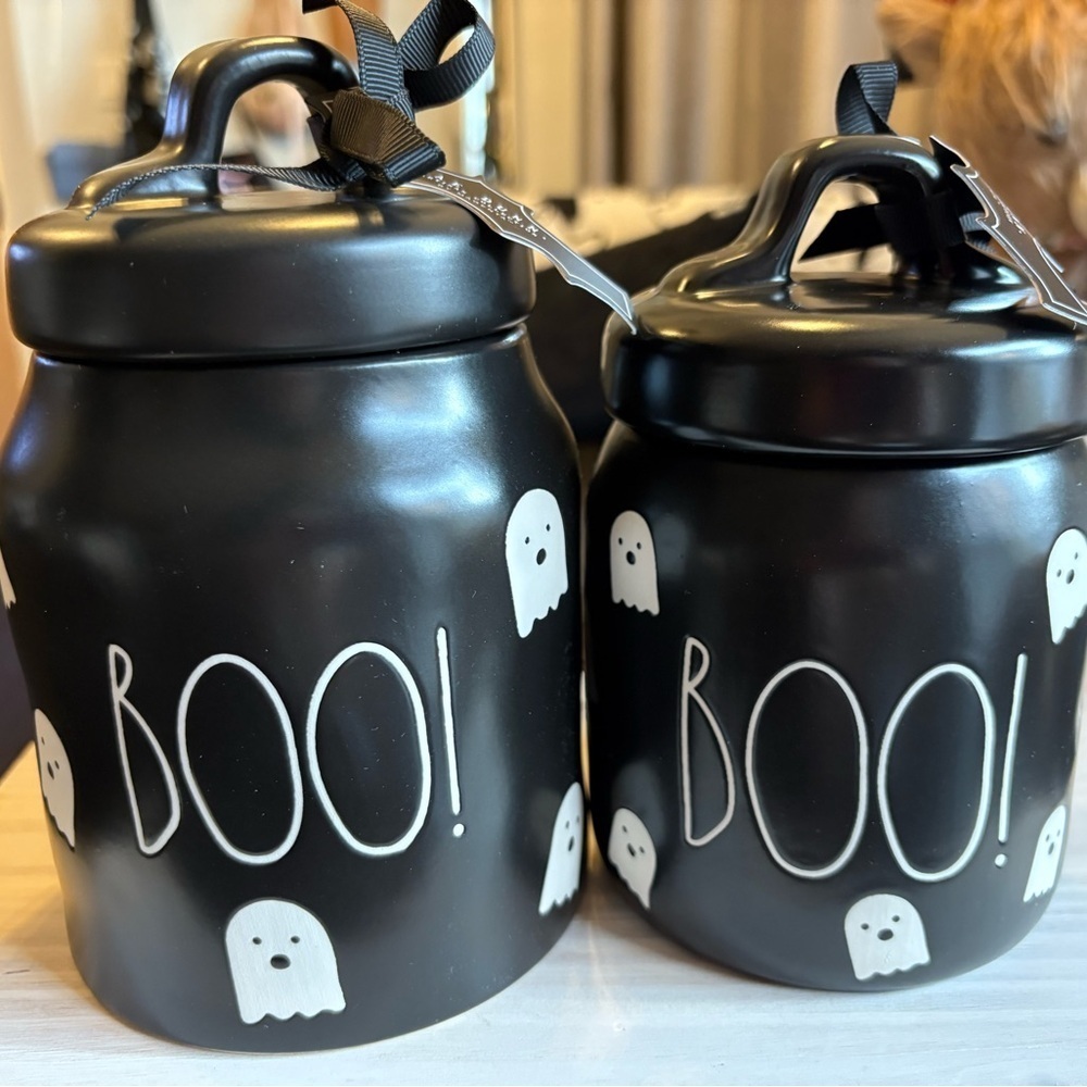 Rae Dunn Black 'Boo!' Ghost Baby & Mini Canisters